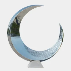 Floor Standing|Abstract^Statues & Sculptures Lunar Orbit 120cm Silver Metal Indoor Sculpture