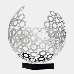 Table Top|Abstract^Statues & Sculptures Lunar Sphere 48cm Silver Metal Indoor Sculpture