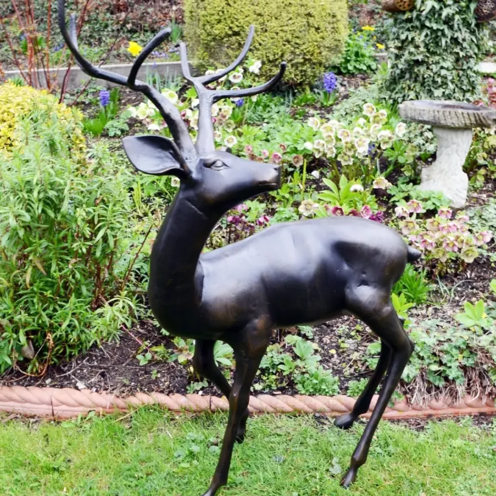 Stags & Deers^Statues & Sculptures Majestic Deer Bronze Metal Garden Statue