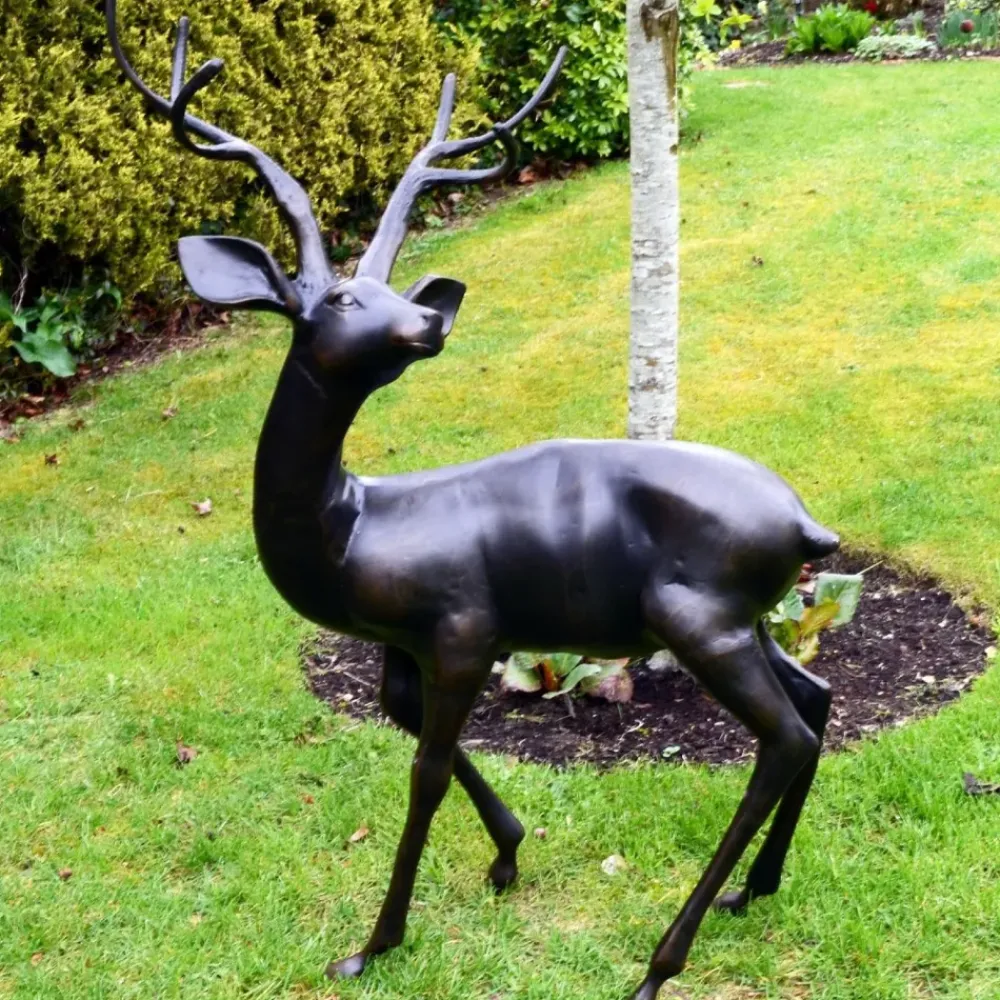 Stags & Deers^Statues & Sculptures Majestic Deer Bronze Metal Garden Statue