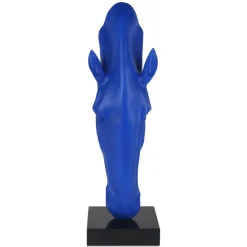 Floor Standing|Animals^Statues & Sculptures Majestic Horse Head 70cm Blu Blue Resin Sculpture