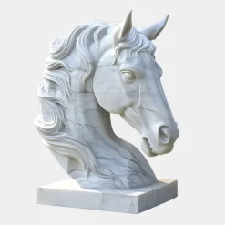 Horses|Modern^Statues & Sculptures Majestic Horse Head 120cm White Marble Garden Statue