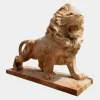 Lions|Modern^Statues & Sculptures Majestic Lion 120cm Yellow Marble Garden Statue v2