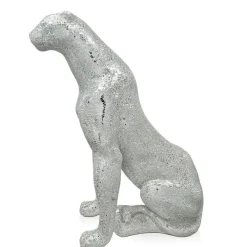 Floor Standing|Animals^Statues & Sculptures Majestic Panther 80cm Silver Resin Indoor Sculpture