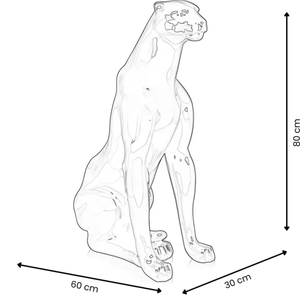 Floor Standing|Animals^Statues & Sculptures Majestic Panther 80cm Silver Resin Indoor Sculpture