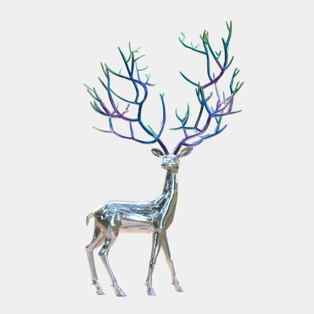 Wildlife|Stags & Deers^Statues & Sculptures Majestic Stag 258cm Silver Metal Garden Sculpture