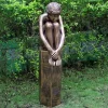 Modern^Statues & Sculptures Melina on Column 110cm Bronze Resin Garden Statue