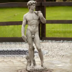 Roman^Statues & Sculptures Michelangelo David 120cm Stone Garden Statue