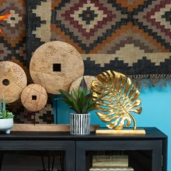 Table Top|Contemporary^Statues & Sculptures Monsera Leaf 37cm Gold Metal Indoor Sculpture