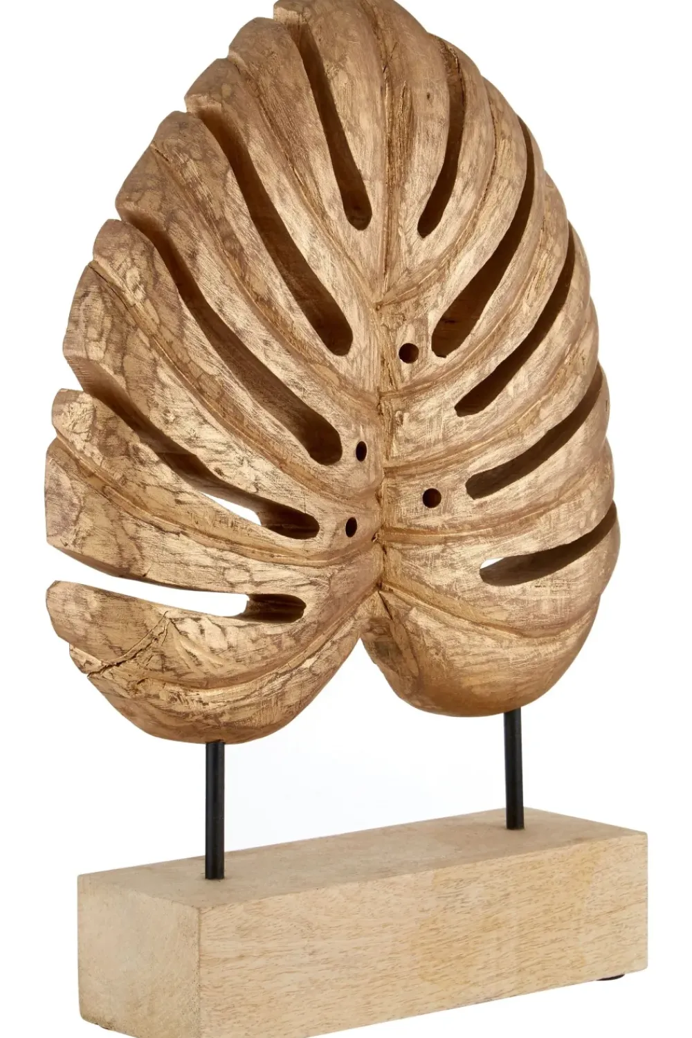 Table Top|Contemporary^Statues & Sculptures Monsera Leaf 45cm Gold Wood Indoor Sculpture