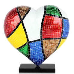 Table Top|Pop Art^Statues & Sculptures Mosaic Heart v2 46cm Pop Art Resin Indoor Sculpture