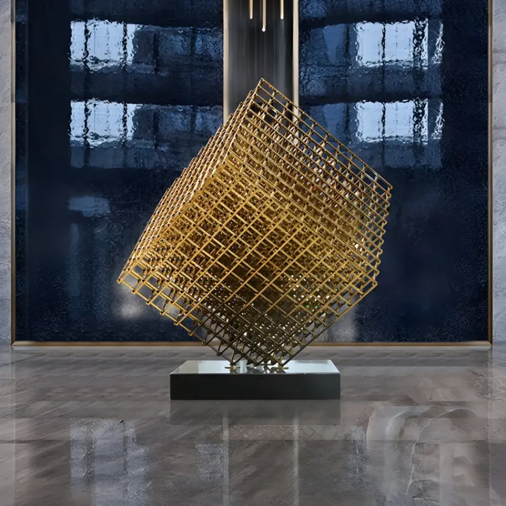 Table Top|Floor Standing^Statues & Sculptures Multiverse 100cm Gold Geometric Metal Garden Sculpture