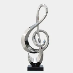Floor Standing|Abstract^Statues & Sculptures Musical Pulse 106cm Silver Metal Indoor Sculpture