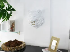Wall Art|Animals^Statues & Sculptures Mystic Tiger 37cm White Resin Wall Sculpture