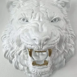 Wall Art|Animals^Statues & Sculptures Mystic Tiger 37cm White Resin Wall Sculpture