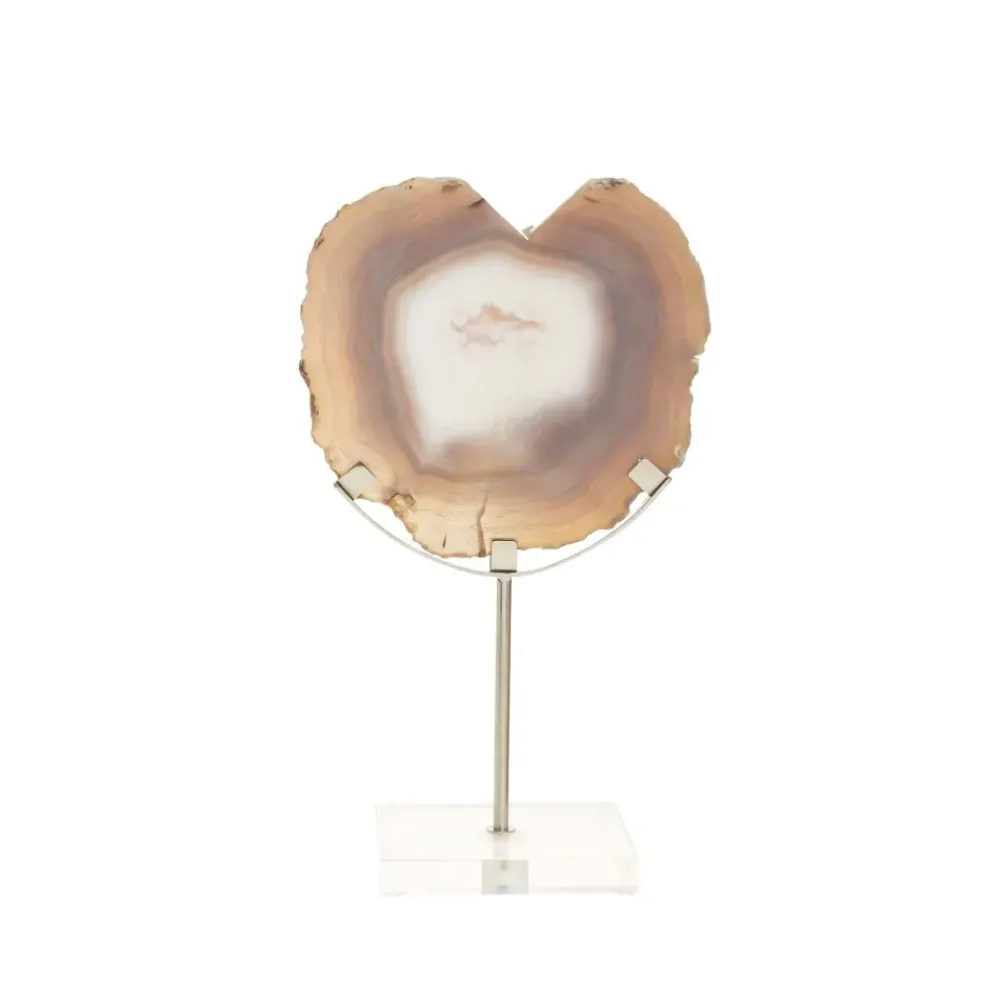 Table Top|Abstract^Statues & Sculptures Mystical Agate 30cm White & Silver Stone Indoor Sculpture