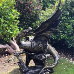 Dragons^Statues & Sculptures Mystical Dragon 232cm Bronze Metal Garden Statue