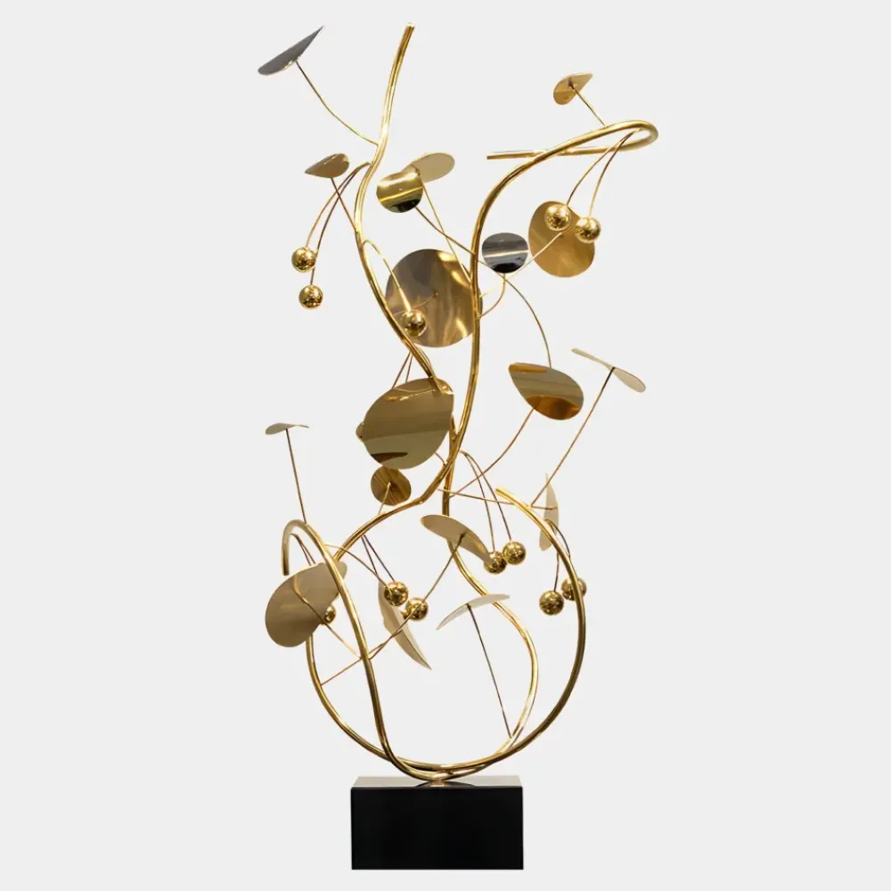 Floor Standing|Abstract^Statues & Sculptures Nebular Bloom 103cm Gold Metal Indoor Sculpture