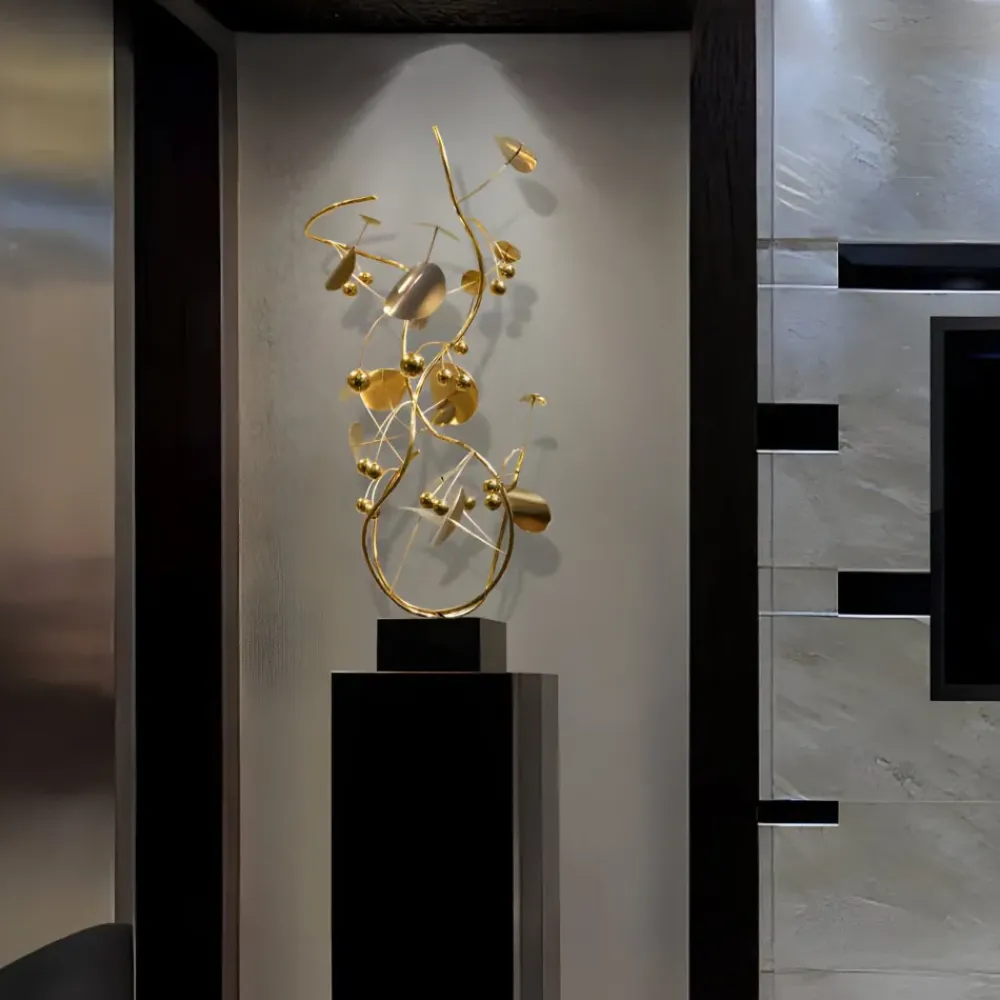 Floor Standing|Abstract^Statues & Sculptures Nebular Bloom 103cm Gold Metal Indoor Sculpture