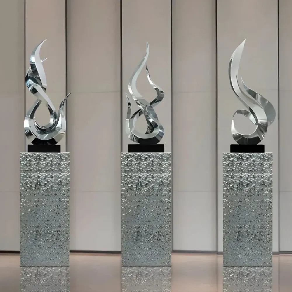 Table Top|Floor Standing^Statues & Sculptures Nexus Ignite 85cm Silver Metal Indoor Sculpture v2