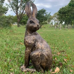 Wildlife^Statues & Sculptures Noble Hare 62cm Bronze Resin Garden Ornament