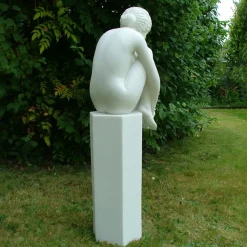 Modern^Statues & Sculptures Nude Melina on Column Marble Garden Statue