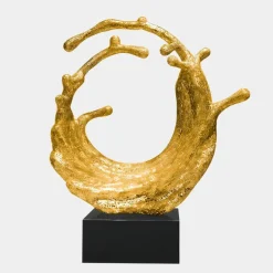 Floor Standing|Abstract^Statues & Sculptures Oceanic Wave 117cm Gold Metal Indoor Sculpture