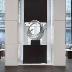 Floor Standing|Abstract^Statues & Sculptures Oceanic Wave 117cm Gold Metal Indoor Sculpture