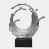 Floor Standing|Abstract^Statues & Sculptures Oceanic Wave 117cm Silver Metal Indoor Sculpture
