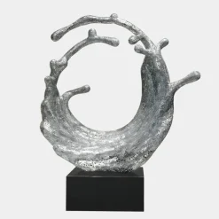 Floor Standing|Abstract^Statues & Sculptures Oceanic Wave 117cm Silver Metal Indoor Sculpture