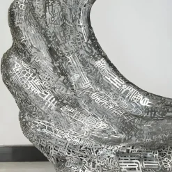 Floor Standing|Abstract^Statues & Sculptures Oceanic Wave 117cm Silver Metal Indoor Sculpture