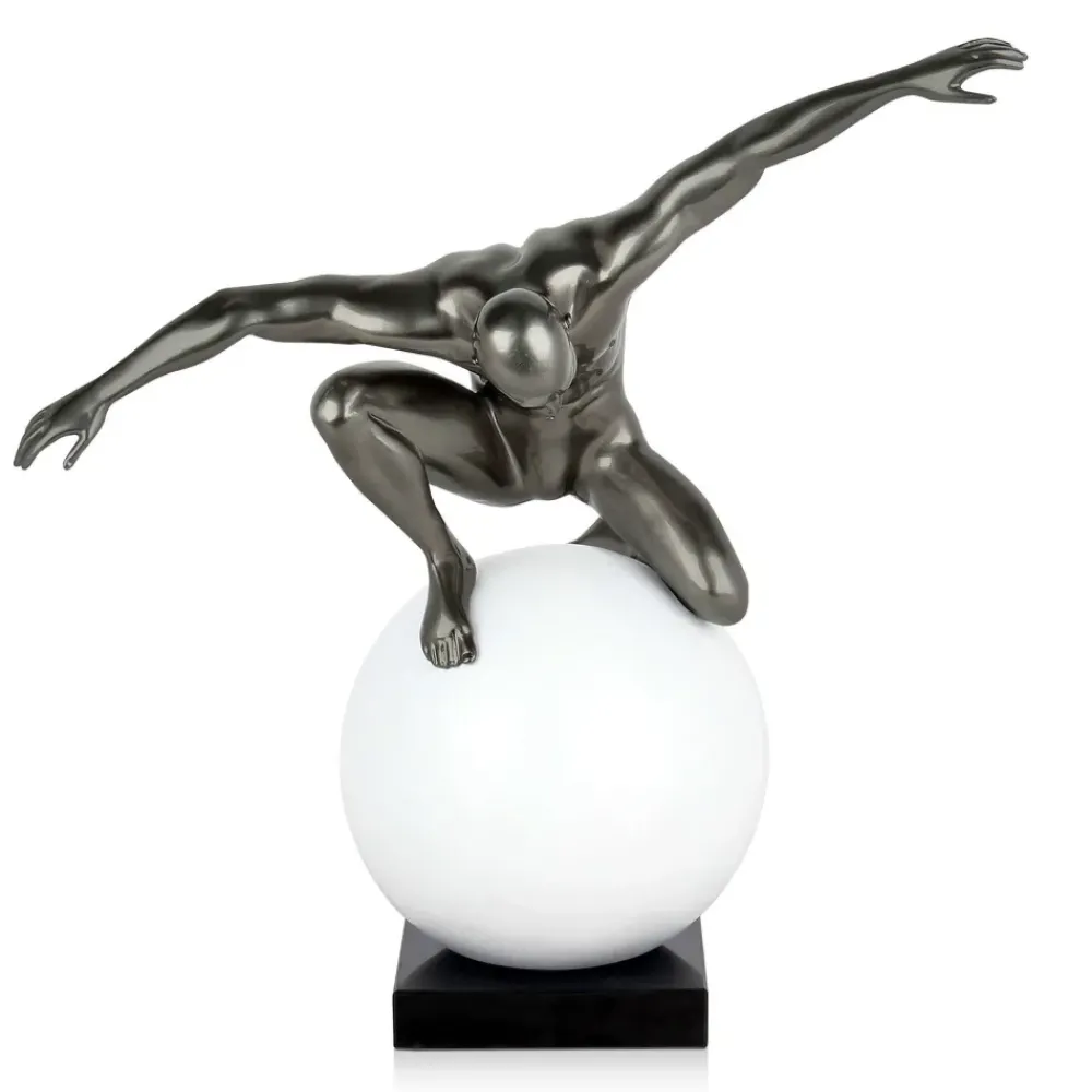Figurative|Table Top^Statues & Sculptures Orbital Balance 47cm Anthracite Resin Indoor Sculpture
