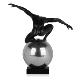 Figurative|Table Top^Statues & Sculptures Orbital Balance 47cm Black Resin Indoor Sculpture