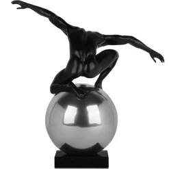 Figurative|Table Top^Statues & Sculptures Orbital Balance 65cm Black Resin Indoor Sculpture
