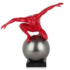 Figurative|Table Top^Statues & Sculptures Orbital Balance 47cm Red Resin Indoor Sculpture