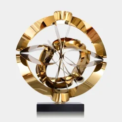 Table Top|Abstract^Statues & Sculptures Orbital Chaos 55cm Gold Metal Indoor Sculpture