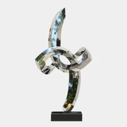 Table Top|Floor Standing^Statues & Sculptures Orbital Shift 96cm Silver Metal Indoor Sculpture