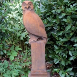 Owls^Statues & Sculptures Owl Modern Stone Garden Statue (Rust)