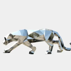 Low Poly|Animals^Statues & Sculptures Panther 71cm Geometric Metal Garden Sculpture
