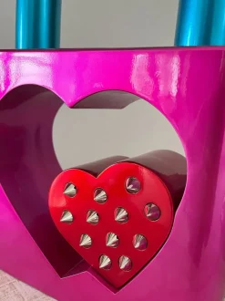 Table Top|Contemporary^Statues & Sculptures Passion Padlock 38cm Pink Resin Indoor Sculpture