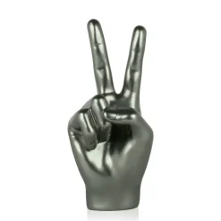 Table Top|Contemporary^Statues & Sculptures Peace Hand 28cm Anthracite Resin Indoor Sculpture