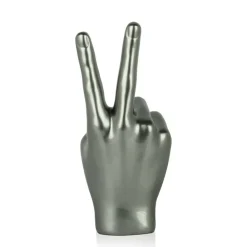Table Top|Contemporary^Statues & Sculptures Peace Hand 28cm Anthracite Resin Indoor Sculpture