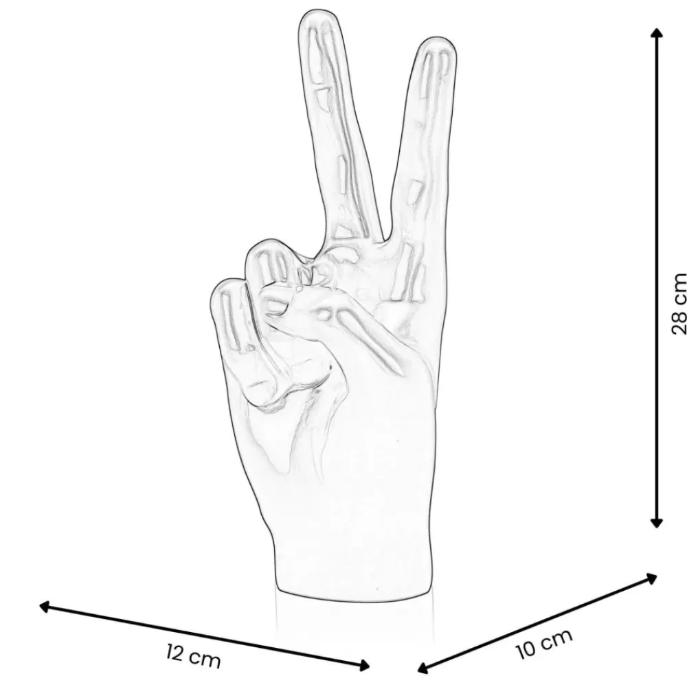 Table Top|Contemporary^Statues & Sculptures Peace Hand 28cm Anthracite Resin Indoor Sculpture