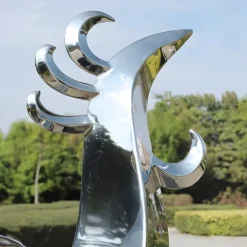 Contemporary|Contemporary^Statues & Sculptures Phoenix Rising 212cm Silver Metal Garden Sculpture