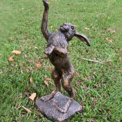 Wildlife^Statues & Sculptures Playful Hare 65cm Bronze Resin Garden Ornament v2