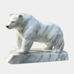 Wildlife|Contemporary^Statues & Sculptures Polar Bear 50cm White Marble Garden Statue v1