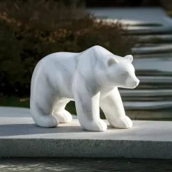 Wildlife|Contemporary^Statues & Sculptures Polar Bear 50cm White Marble Garden Statue v3