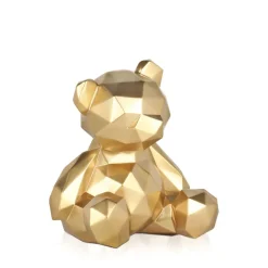 Table Top|Low Poly^Statues & Sculptures Polygon Bear 20cm Gold Resin Indoor Sculpture