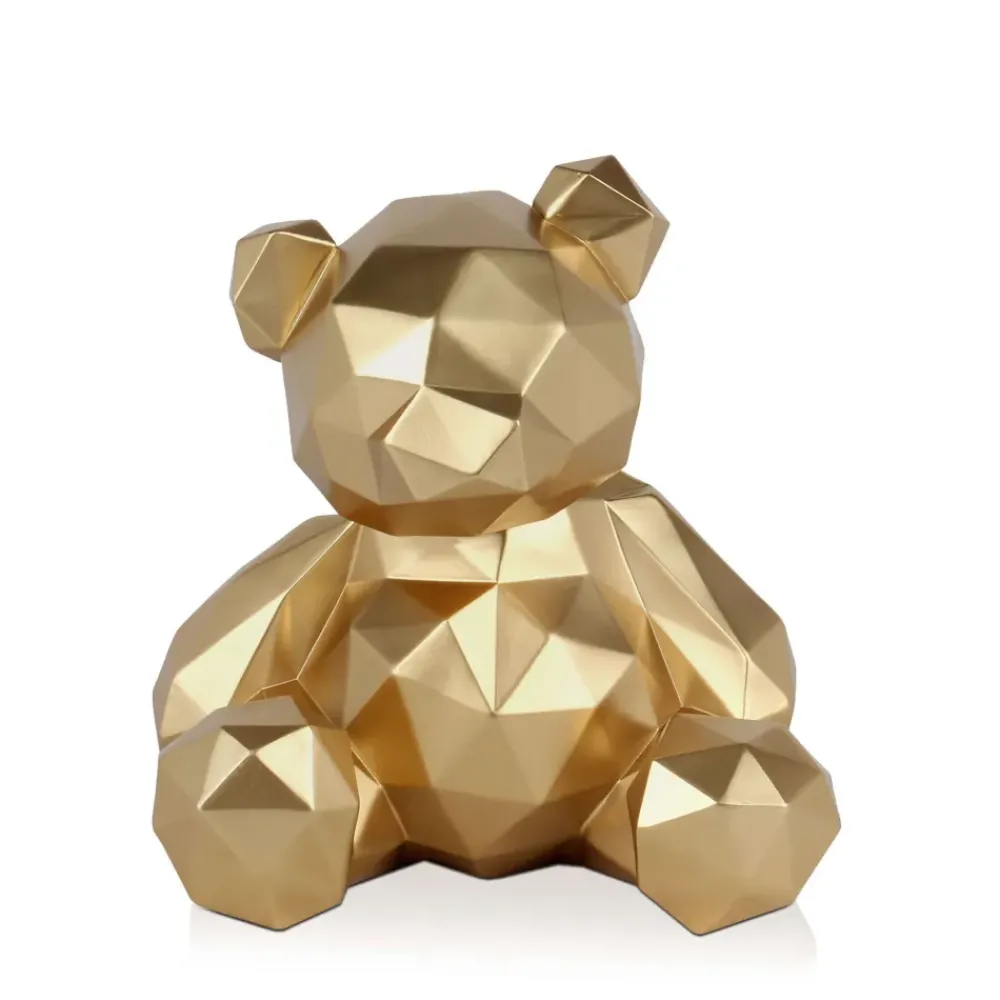 Table Top|Low Poly^Statues & Sculptures Polygon Bear 30cm Gold Resin Indoor Sculpture