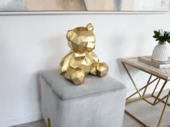 Table Top|Low Poly^Statues & Sculptures Polygon Bear 30cm Gold Resin Indoor Sculpture